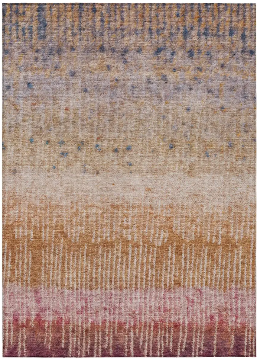 Orange And Beige Abstract Washable Indoor Outdoor Area Rug Photo 2