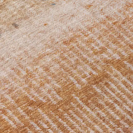 Orange And Beige Abstract Washable Indoor Outdoor Area Rug Photo 4