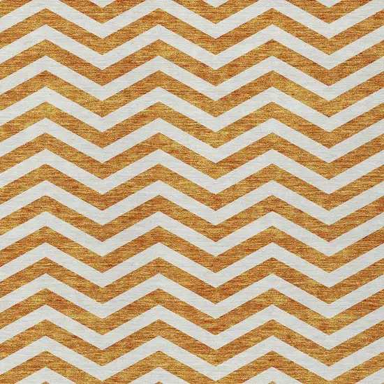 Orange And Beige Chevron Washable Indoor Outdoor Area Rug Photo 6