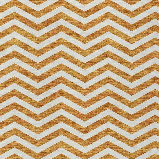Orange And Beige Chevron Washable Indoor Outdoor Area Rug Photo 6