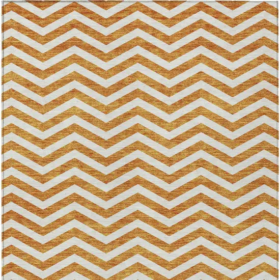 Orange And Beige Chevron Washable Indoor Outdoor Area Rug Photo 8