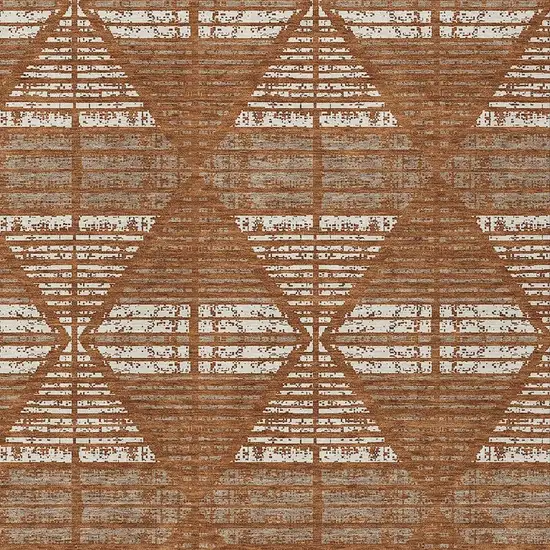 Orange And Beige Geometric Washable Indoor Outdoor Area Rug Photo 5