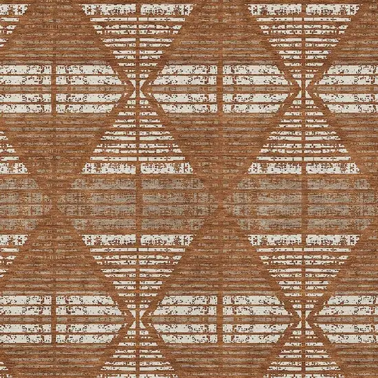 Orange And Beige Geometric Washable Indoor Outdoor Area Rug Photo 3