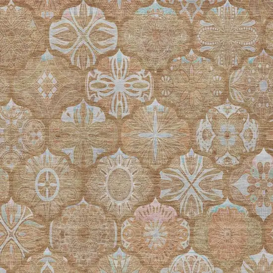 Orange And Beige Ogee Washable Indoor Outdoor Area Rug Photo 7