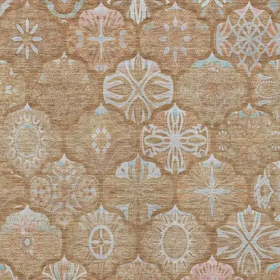 Orange And Beige Ogee Washable Indoor Outdoor Area Rug Photo 5
