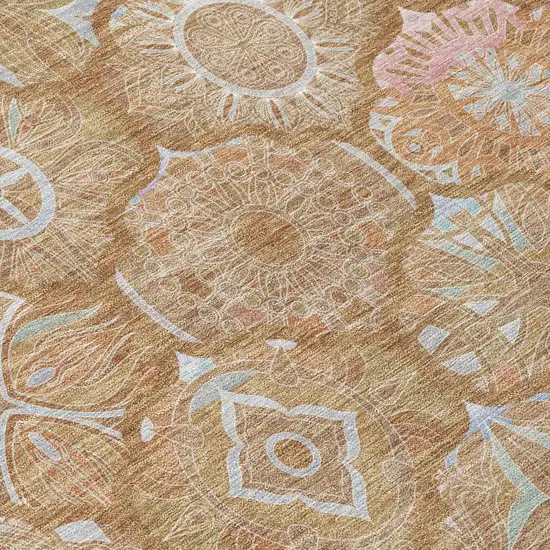 Orange And Beige Ogee Washable Indoor Outdoor Area Rug Photo 7