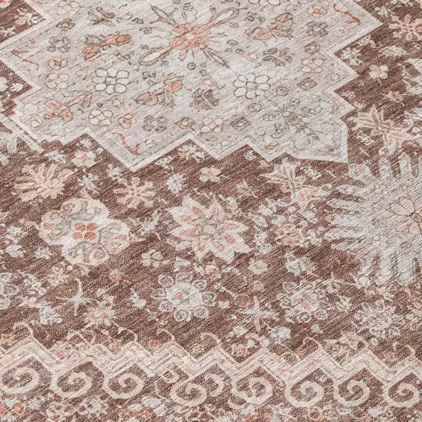 Orange And Beige Oriental Washable Indoor Outdoor Area Rug Photo 4