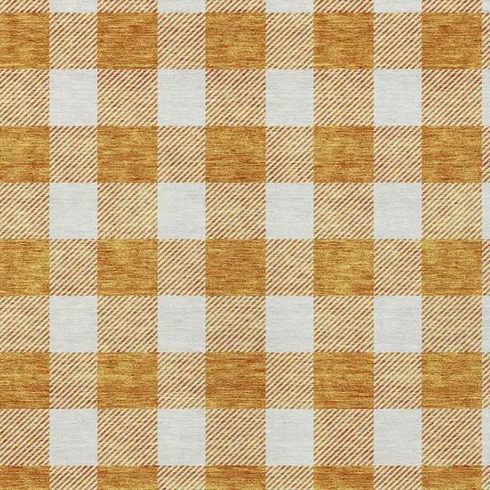 Orange And Beige Plaid Washable Indoor Outdoor Area Rug Photo 6