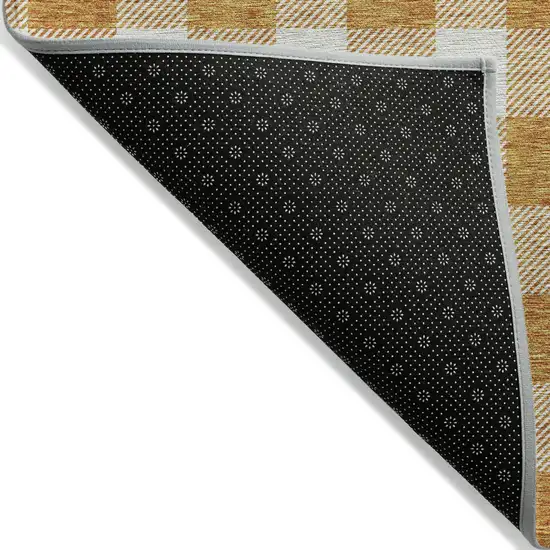 Orange And Beige Plaid Washable Indoor Outdoor Area Rug Photo 4