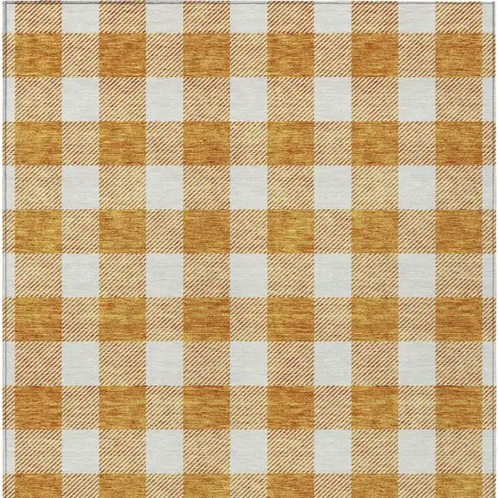 Orange And Beige Plaid Washable Indoor Outdoor Area Rug Photo 7