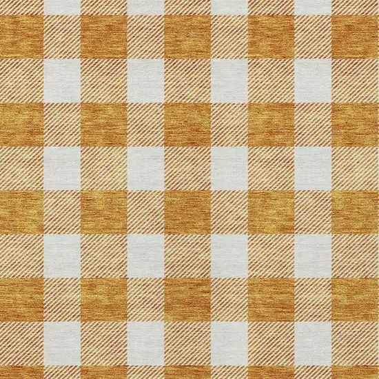 Orange And Beige Plaid Washable Indoor Outdoor Area Rug Photo 6
