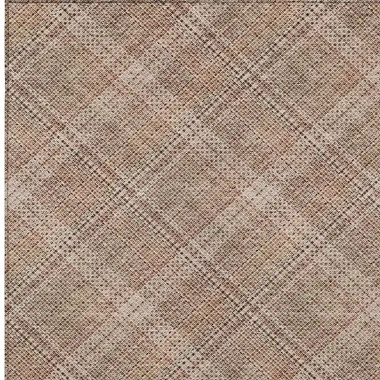 Orange And Beige Plaid Washable Indoor Outdoor Area Rug Photo 8