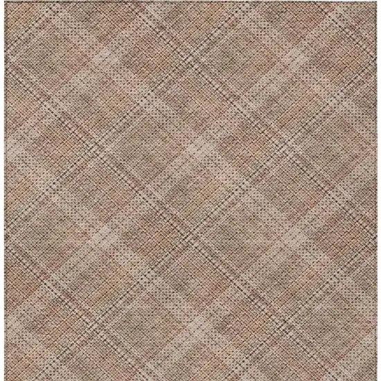 Orange And Beige Plaid Washable Indoor Outdoor Area Rug Photo 4