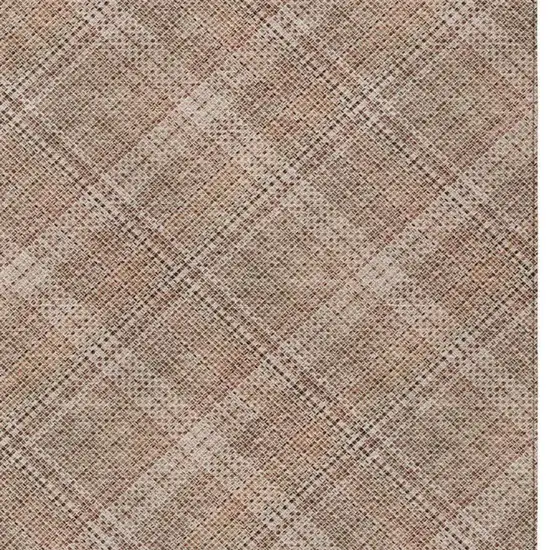 Orange And Beige Plaid Washable Indoor Outdoor Area Rug Photo 2
