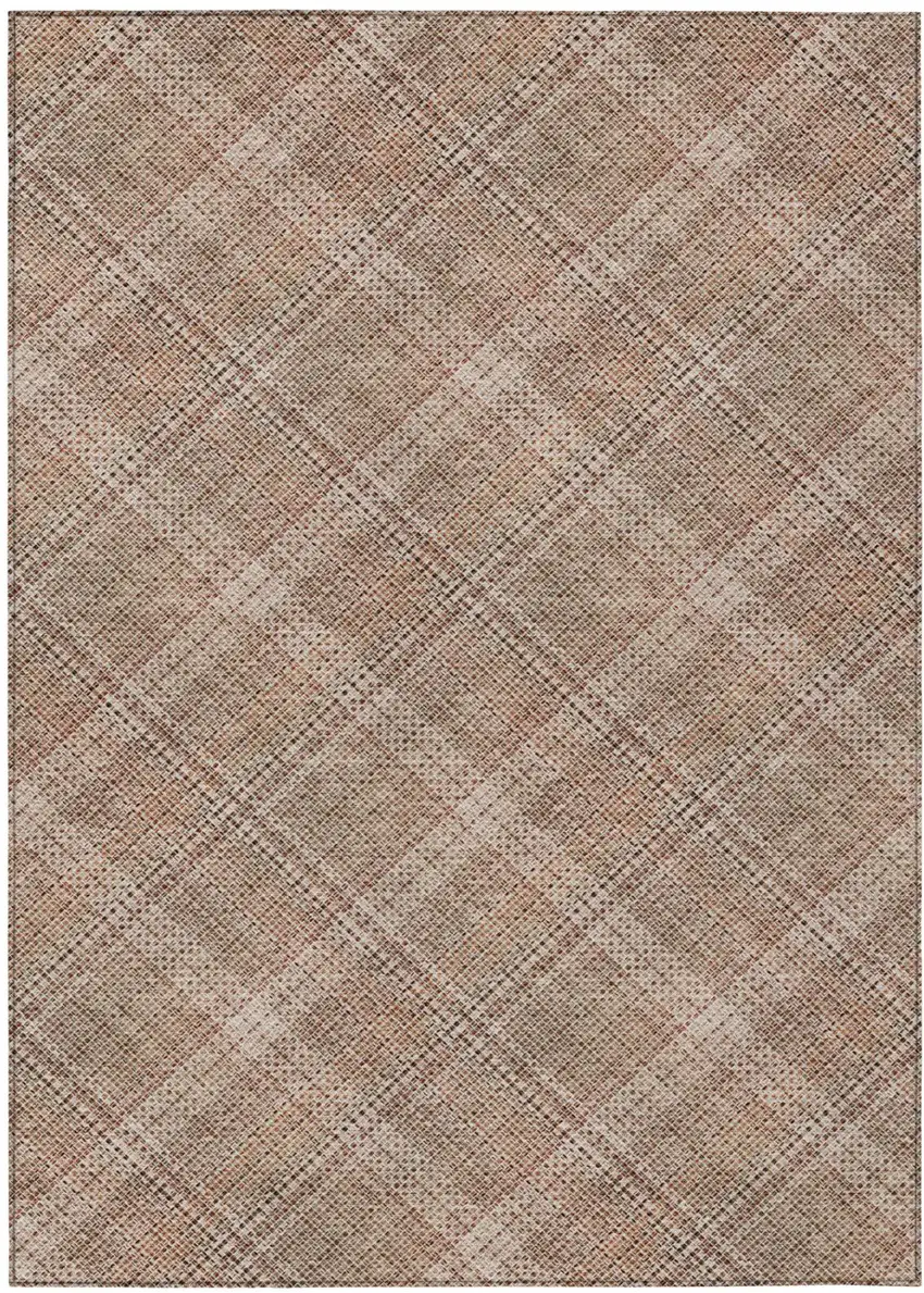 Orange And Beige Plaid Washable Indoor Outdoor Area Rug Photo 3