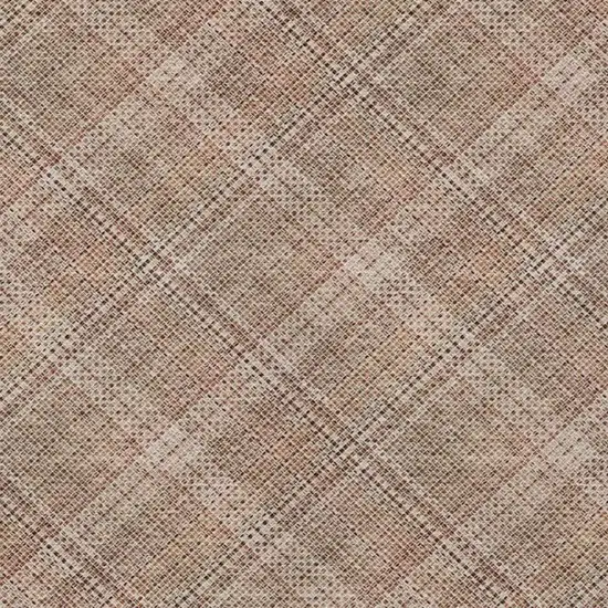 Orange And Beige Plaid Washable Indoor Outdoor Area Rug Photo 8