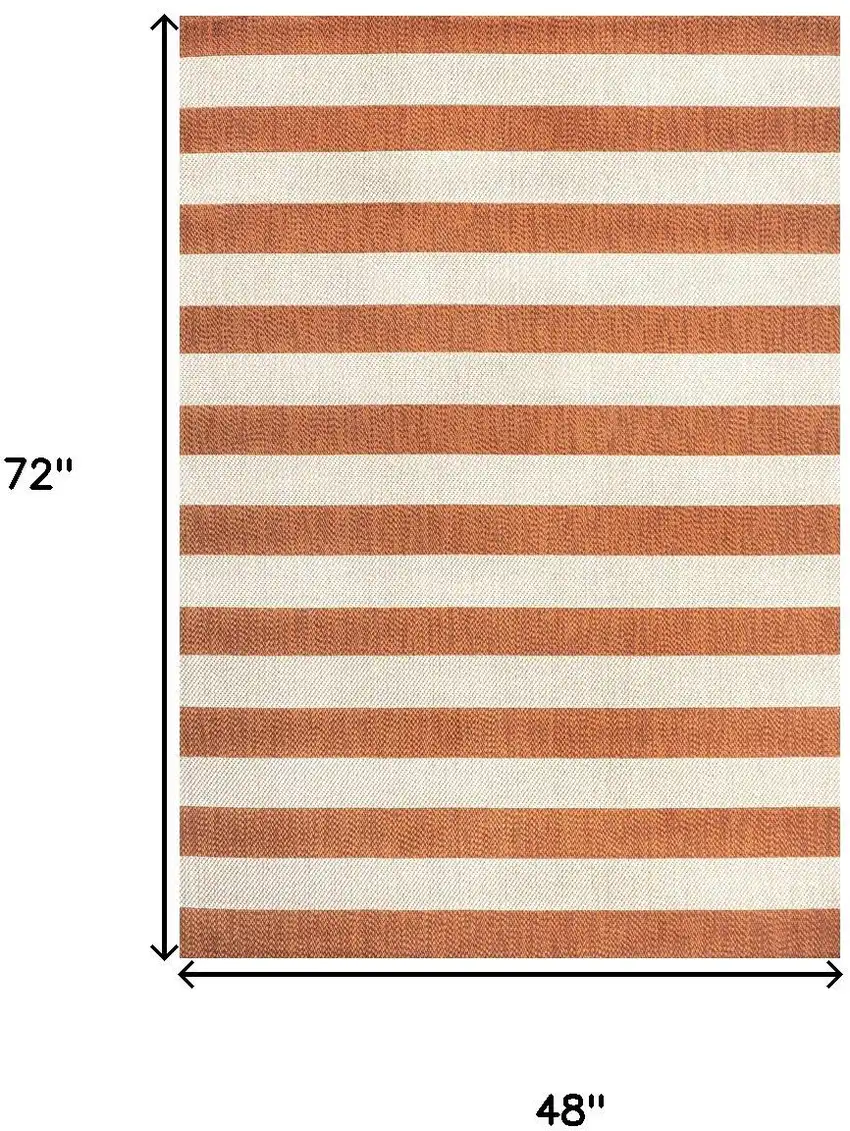 Orange And Beige Striped Indoor Outdoor Area Rug Photo 3