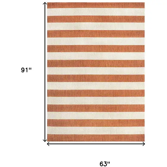 Orange And Beige Striped Indoor Outdoor Area Rug Photo 3