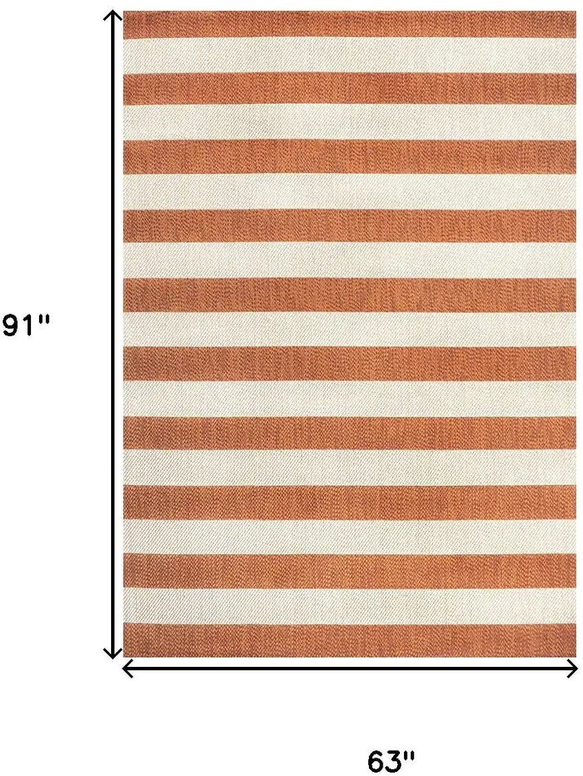 Orange And Beige Striped Indoor Outdoor Area Rug Photo 3