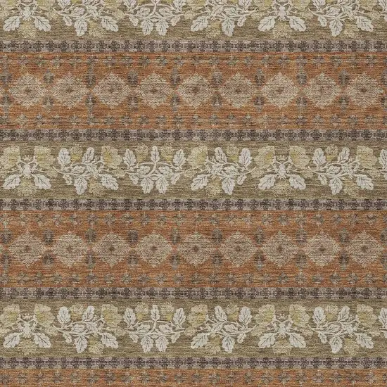 Orange And Beige Striped Washable Indoor Outdoor Area Rug Photo 2