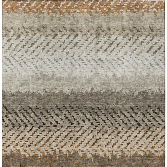 Orange And Beige Striped Washable Indoor Outdoor Area Rug Photo 4