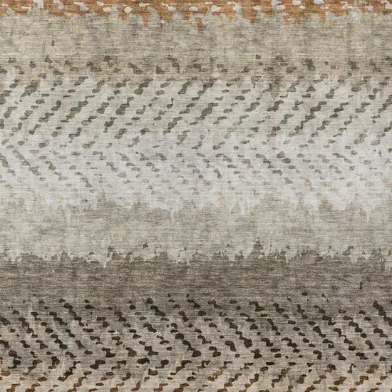 Orange And Beige Striped Washable Indoor Outdoor Area Rug Photo 3