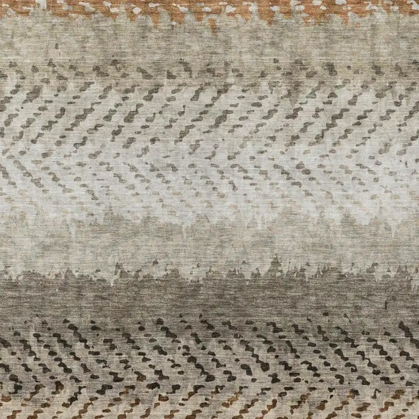 Orange And Beige Striped Washable Indoor Outdoor Area Rug Photo 3