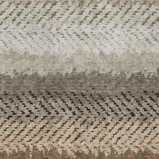 Orange And Beige Striped Washable Indoor Outdoor Area Rug Photo 3