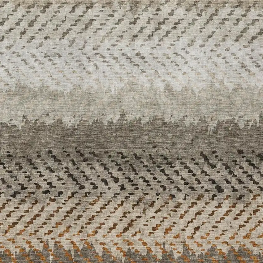Orange And Beige Striped Washable Indoor Outdoor Area Rug Photo 3