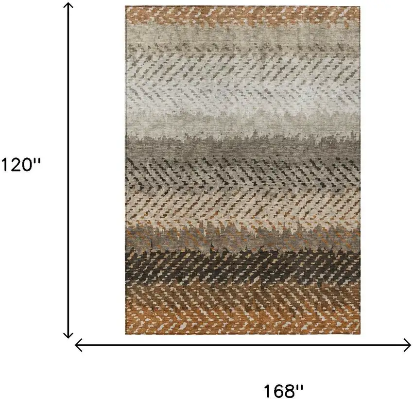Orange And Beige Striped Washable Indoor Outdoor Area Rug Photo 7