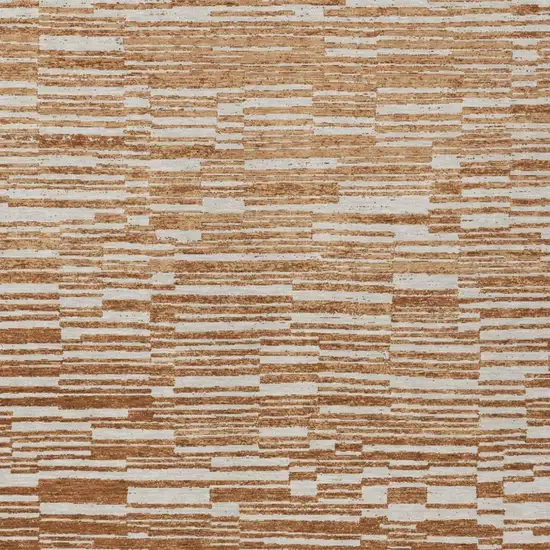 Orange And Beige Striped Washable Indoor Outdoor Area Rug Photo 2