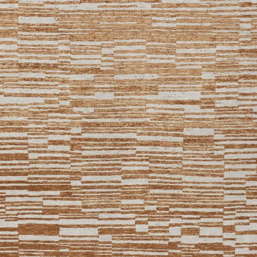 Orange And Beige Striped Washable Indoor Outdoor Area Rug Photo 2
