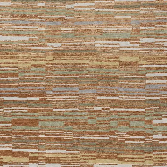 Orange And Beige Striped Washable Indoor Outdoor Area Rug Photo 3