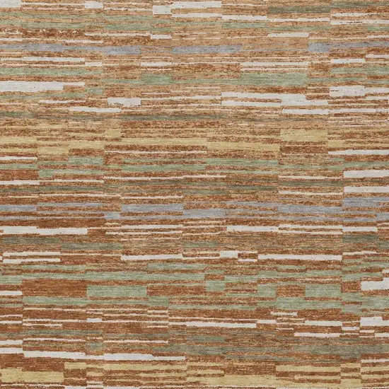 Orange And Beige Striped Washable Indoor Outdoor Area Rug Photo 3