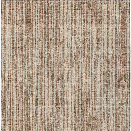 Orange And Beige Striped Washable Indoor Outdoor Area Rug Photo 6