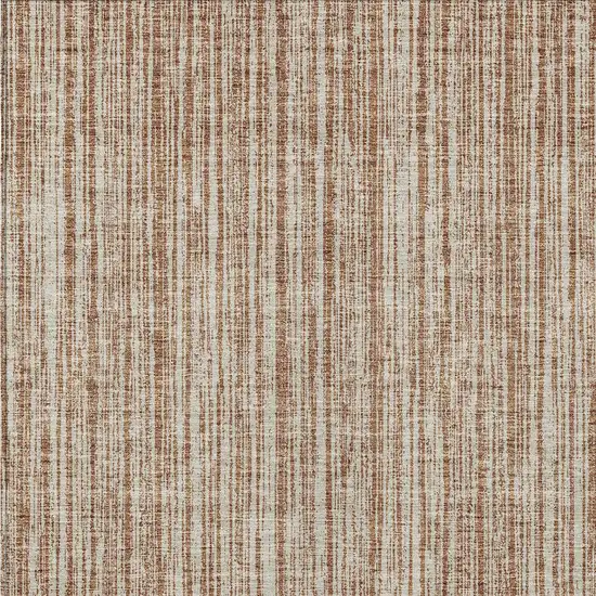 Orange And Beige Striped Washable Indoor Outdoor Area Rug Photo 4