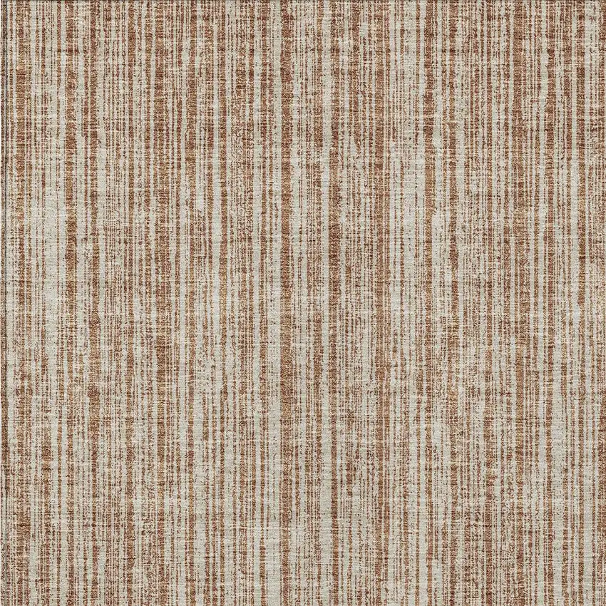 Orange And Beige Striped Washable Indoor Outdoor Area Rug Photo 4