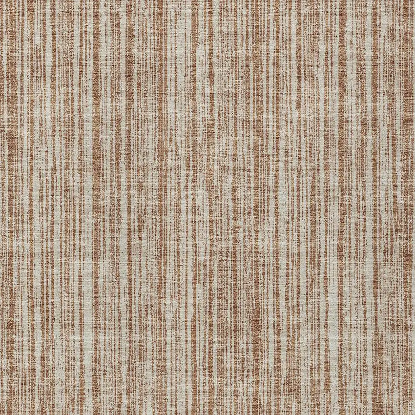 Orange And Beige Striped Washable Indoor Outdoor Area Rug Photo 4