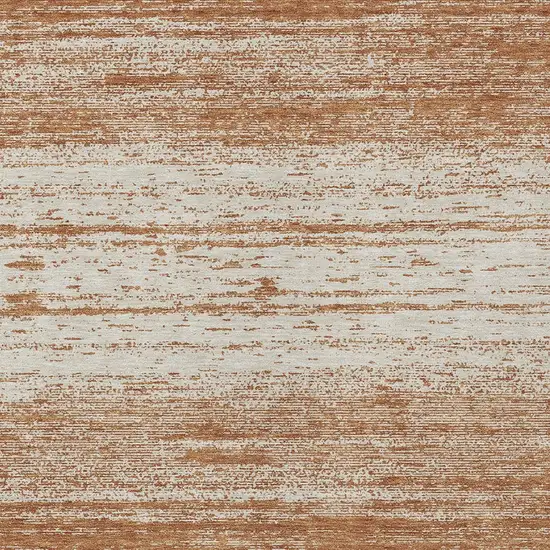 Orange And Beige Striped Washable Indoor Outdoor Area Rug Photo 6