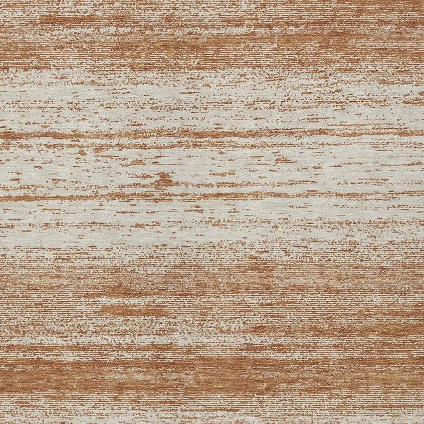Orange And Beige Striped Washable Indoor Outdoor Area Rug Photo 6
