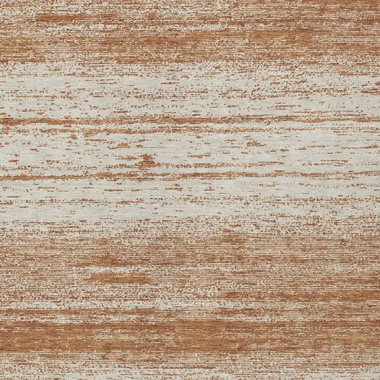 Orange And Beige Striped Washable Indoor Outdoor Area Rug Photo 6