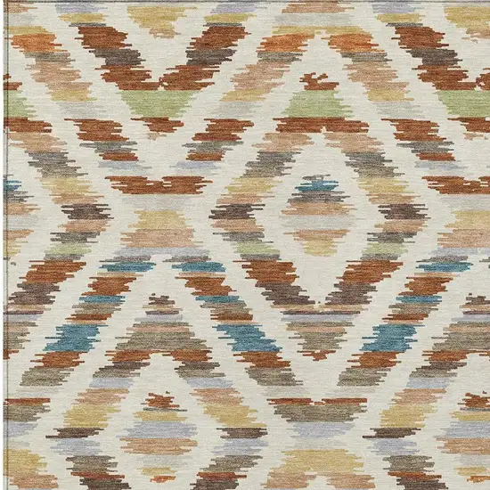 Orange And Beige Tribal Washable Indoor Outdoor Area Rug Photo 2