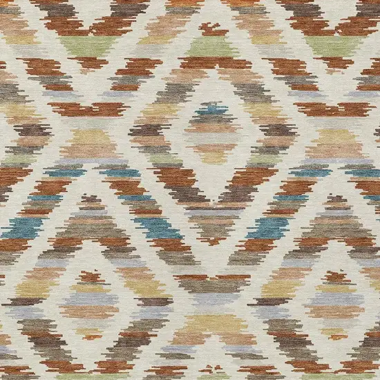 Orange And Beige Tribal Washable Indoor Outdoor Area Rug Photo 2