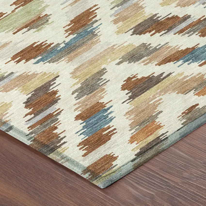 Orange And Beige Tribal Washable Indoor Outdoor Area Rug Photo 8