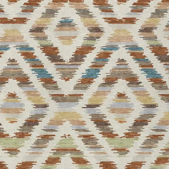 Orange And Beige Tribal Washable Indoor Outdoor Area Rug Photo 2