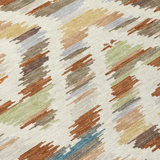 Orange And Beige Tribal Washable Indoor Outdoor Area Rug Photo 9