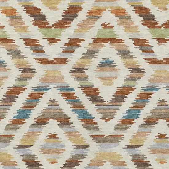 Orange And Beige Tribal Washable Indoor Outdoor Area Rug Photo 2