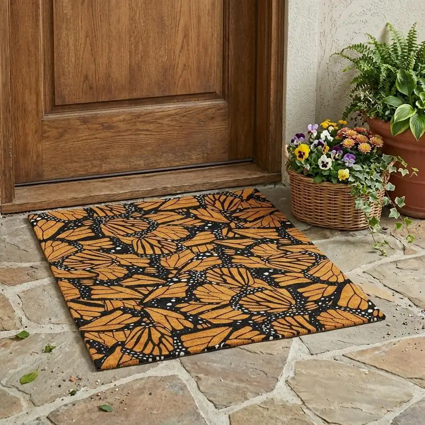 Orange And Black Animal Print Washable Indoor Outdoor Area Rug Photo 1