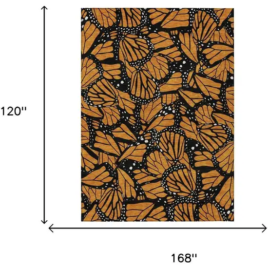 Orange And Black Animal Print Washable Indoor Outdoor Area Rug Photo 5