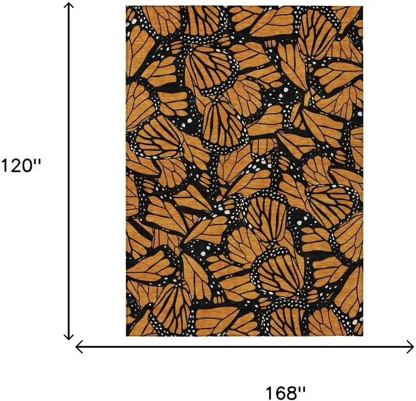 Orange And Black Animal Print Washable Indoor Outdoor Area Rug Photo 5